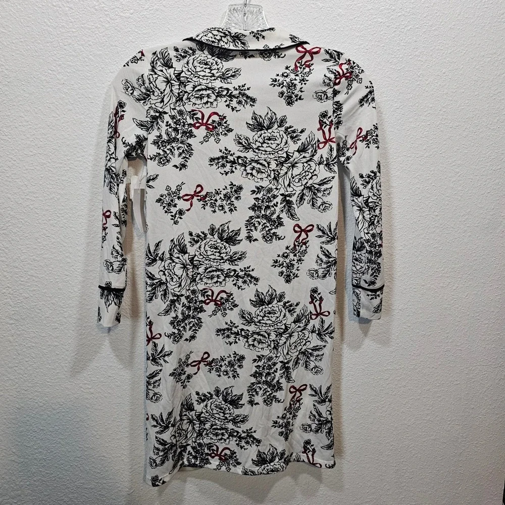 Brighten The Season Girls Floral Bow Nightgown Button Front Sleep Shirt White 8
